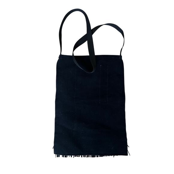 Black Handpainted Western Tote Crossbody Horse Girl Cowgirl Suede Fringe 11x15 - Picture 3 of 5